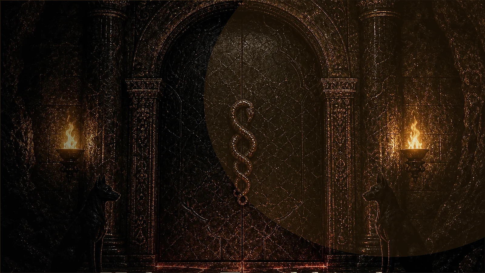 Imagem oracular de Hekate com luz e sombra