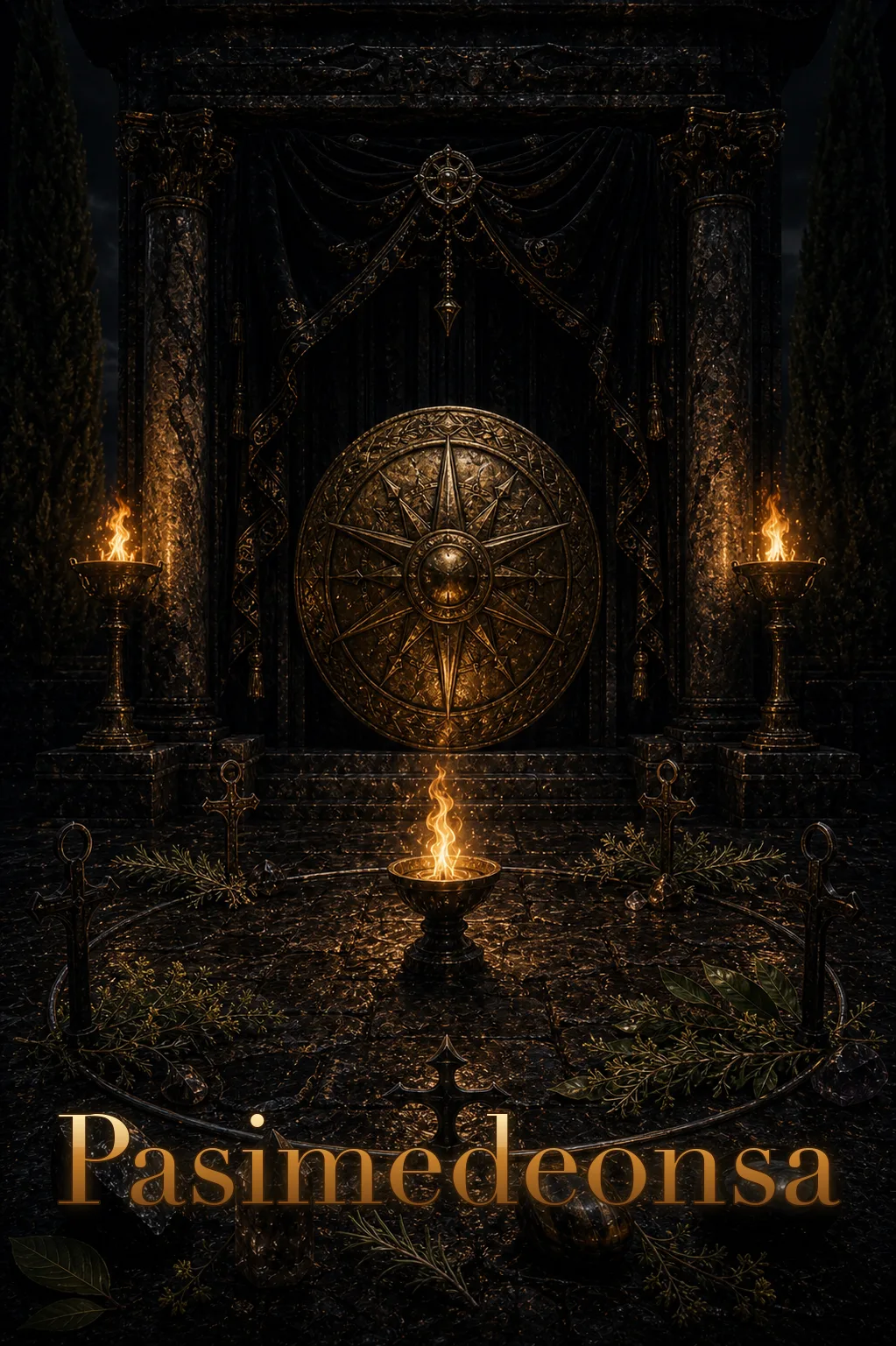 Imagem ritual do epíteto Pasimedeonsa