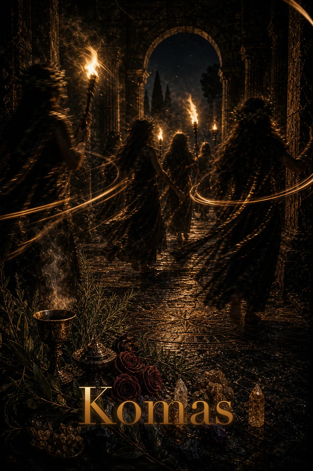 Imagem ritual do epíteto Komas